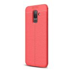 Szilikon telefonvédő (ütésállóság, bőr hatású, varrás minta) PIROS