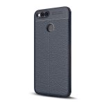 Szilikon telefonvédő (ütésállóság, bőr hatású, varrás minta) SÖTÉTKÉK