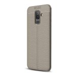 Szilikon telefonvédő (ütésállóság, bőr hatású, varrás minta) SZÜRKE