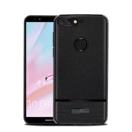   Szilikon telefonvédő (ütésállóság, bőr hatású, szálcsiszolt) FEKETE