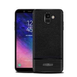 Szilikon telefonvédő (ütésállóság, bőr hatású, szálcsiszolt) FEKETE   Szilikon telefonvédő (ütésállóság, bőr hatású, szálcsiszolt) FEKETE