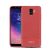Szilikon telefonvédő (ütésállóság, bőr hatású, szálcsiszolt) PIROS