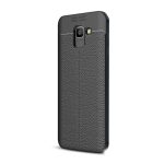 Szilikon telefonvédő (ütésállóság, bőr hatású, varrás minta) FEKETE