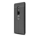 Szilikon telefonvédő (ütésállóság, bőr hatású, varrás minta) FEKETE