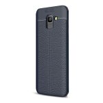 Szilikon telefonvédő (ütésállóság, bőr hatású, varrás minta) SÖTÉTKÉK