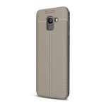 Szilikon telefonvédő (ütésállóság, bőr hatású, varrás minta) SZÜRKE