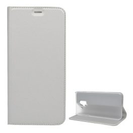   Tok álló, bőr hatású (FLIP, oldalra nyíló, asztali tartó) EZÜST