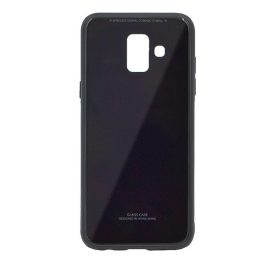 Műanyag telefonvédő (ütésállóság, üveg hátlap) FEKETE   Műanyag telefonvédő (ütésállóság, üveg hátlap) FEKETE