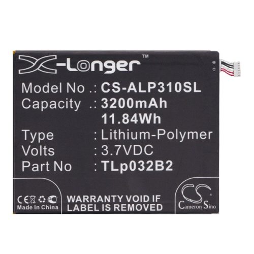 CAMERON SINO Li-Polymer akku (3.7V/3200mAh, Alcatel TLp032B2 kompatibilis) FEKETE