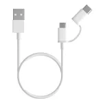 XIAOMI adatkábel USB - microUSB/Type-C (Type-C csak töltés, 30cm) FEHÉR