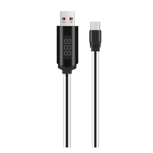 HOCO U29 adatkábel (USB - Type-C, gyorstöltő, 100cm, törésgátló, LED kijelző) FEHÉR