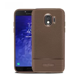   Szilikon telefonvédő (ütésállóság, bőr hatású, szálcsiszolt) BARNA