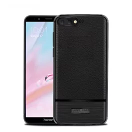   Szilikon telefonvédő (ütésállóság, bőr hatású, szálcsiszolt) FEKETE