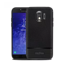   Szilikon telefonvédő (ütésállóság, bőr hatású, szálcsiszolt) FEKETE