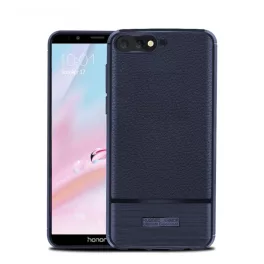   Szilikon telefonvédő (ütésállóság, bőr hatású, szálcsiszolt) SÖTÉTKÉK