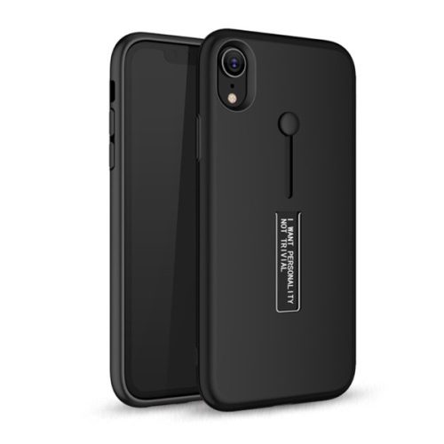 Szilikon telefonvédő (gumírozott, ujjra húzható szilikon) FEKETE