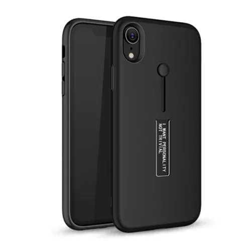 Szilikon telefonvédő (gumírozott, ujjra húzható szilikon) FEKETE
