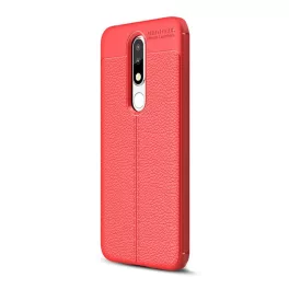   Szilikon telefonvédő (ütésállóság, bőr hatású, varrás minta) PIROS