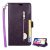 Tok álló, bőr hatású (FLIP, oldalra nyíló, asztali tartó, cipzáras pénztárca, kézpánt) LILA