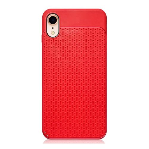 Szilikon telefonvédő (műanyag hátlap, lyukacsos) PIROS