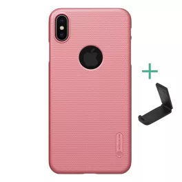   NILLKIN SUPER FROSTED műanyag telefonvédő (gumírozott, érdes felület, logó kivágás + asztali tartó) ROZÉARANY