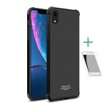 IMAK szilikon telefonvédő (ütésállóság, légpárnás sarok, matt + képernyővédő fólia) FEKETE