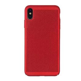 Műanyag telefonvédő (gumírozott, lyukacsos) PIROS