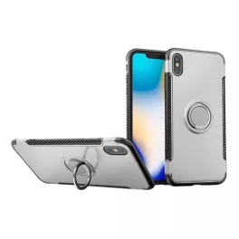   Szilikon telefonvédő (asztali tartó, tartógyűrű, mágneses, karbon minta) EZÜST