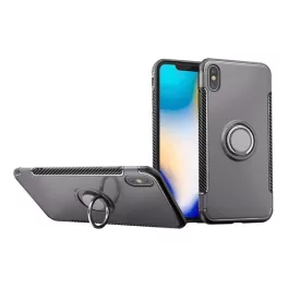   Szilikon telefonvédő (asztali tartó, tartógyűrű, mágneses, karbon minta) SZÜRKE