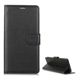   Tok álló, bőr hatású (FLIP, oldalra nyíló, asztali tartó, prémium) FEKETE