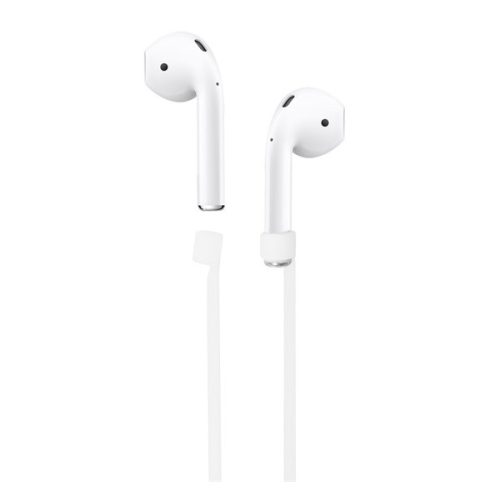 Szilikon tartó (nyakba akasztható, elvesztés gátló, Apple AirPods) FEHÉR