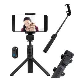   XIAOMI szelfibot (univerzális, bluetooth távkioldó, mini állvány, 56-89mm) FEKETE