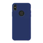 4-OK SILK műanyag telefonvédő (gumírozott, logó kivágás) SÖTÉTKÉK