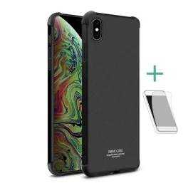   IMAK szilikon telefonvédő (ütésállóság, légpárnás sarok, matt + képernyővédő fólia) FEKETE
