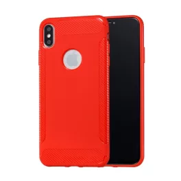   Szilikon telefonvédő (ütésállóság, karbon minta, logó kivágás) PIROS