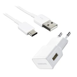 SAMSUNG hálózati töltő USB aljzat (8W + Type-C kábel) FEHÉR   SAMSUNG hálózati töltő USB aljzat (8W + Type-C kábel) FEHÉR