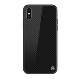 NILLKIN TEMPERED PLAID szilikon telefonvédő (ütésállóság, üveg hátlap, négyzet) FEKETE   NILLKIN TEMPERED PLAID szilikon telefonvédő (ütésállóság, üveg hátlap, négyzet) FEKETE