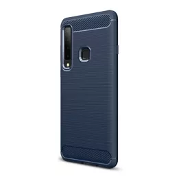   Szilikon telefonvédő (ütésállóság, légpárnás sarok, szálcsiszolt, karbon minta) SÖTÉTKÉK