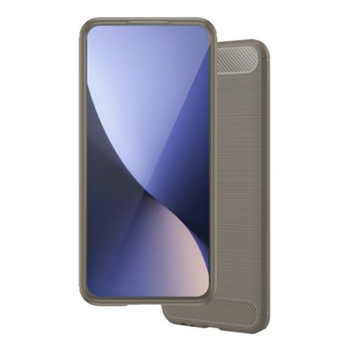 Szilikon telefonvédő (ütésállóság, légpárnás sarok, szálcsiszolt, karbon minta) SZÜRKE