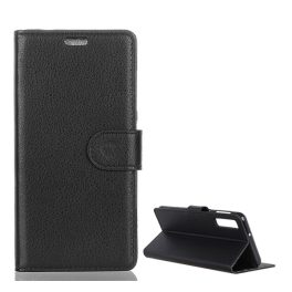   Tok álló, bőr hatású (FLIP, oldalra nyíló, asztali tartó, prémium) FEKETE