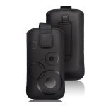 DEKOCASE tok álló (univerzális, kör, kihúzható tépőzár, övre fűzhető, 5.6-5.8" méret) FEKETE