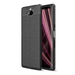   Szilikon telefonvédő (ütésállóság, bőr hatású, varrás minta) FEKETE