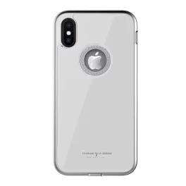   WK GINSTONE műanyag telefonvédő (ütésállóság, üveg hátlap, strasszkő, logó kivágás) FEHÉR