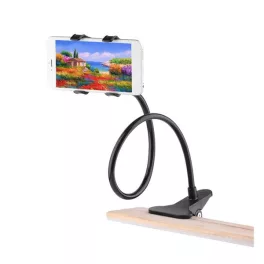   Asztali tartó (asztalra csiptethető, csipeszes tartó rész, 360°-os, flexibilis, 57cm, 7" méretig) FEKETE