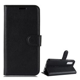   Tok álló, bőr hatású (FLIP, oldalra nyíló, asztali tartó, prémium) FEKETE
