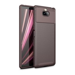 Szilikon telefonvédő (ütésállóság, légpárnás sarok, karbon minta) BARNA   Szilikon telefonvédő (ütésállóság, légpárnás sarok, karbon minta) BARNA