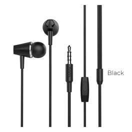 HOCO M34 fülhallgató SZTEREO (3.5mm jack, mikrofon, felvevő gomb) FEKETE   HOCO M34 fülhallgató SZTEREO (3.5mm jack, mikrofon, felvevő gomb) FEKETE