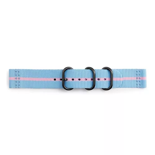 Designed for SAMSUNG pótszíj (univerzális, 22mm, prémium textil, állítható, csíkos) VILÁGOSKÉK/RÓZSASZÍN