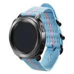 Designed for SAMSUNG pótszíj (univerzális, 22mm, prémium textil, állítható, csíkos) VILÁGOSKÉK/RÓZSASZÍN