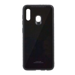 Műanyag telefonvédő (ütésállóság, üveg hátlap) FEKETE   Műanyag telefonvédő (ütésállóság, üveg hátlap) FEKETE